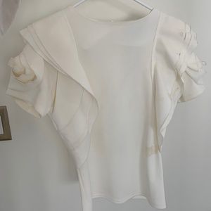 White Ruffle Sleeve Shirt